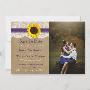 Die rustikale Kraft Sonnenblumen-Hochzeitssammlung Save The Date