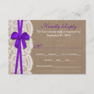 Die Rustikale Lila Bow Wedding Collection RSVP Car