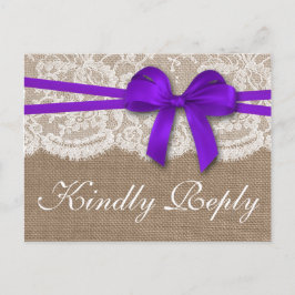 Die rustikale Lila Bow Wedding Collection UAWG Einladungspostkarte