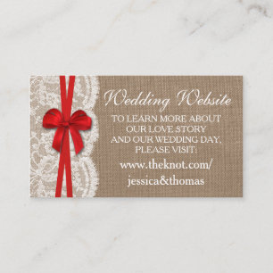 Die rustikale Red Bow Wedding Collection Website C Begleitkarte