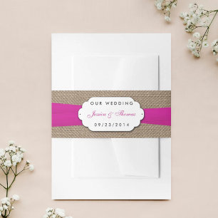 Die rustikale rosa Bow-Hochzeitskollektion Einladungsbanderole