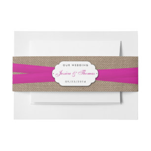 Die rustikale rosa Bow-Hochzeitskollektion Einladungsbanderole