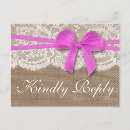 Die rustikale rosa Bow Wedding Collection UAWG Einladungspostkarte