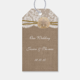 Die rustikale Sand Dollar Beach Hochzeitskollektio Geschenkanhänger