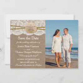 Die rustikale Sand Dollar Beach Hochzeitskollektio Save The Date