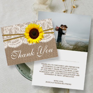Die Rustikale Sonnenblumen-Hochzeitskollektion Dankeskarte