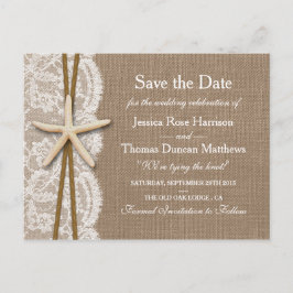 Die rustikale Starfish-Sammlung Save the Date Ankündigungspostkarte