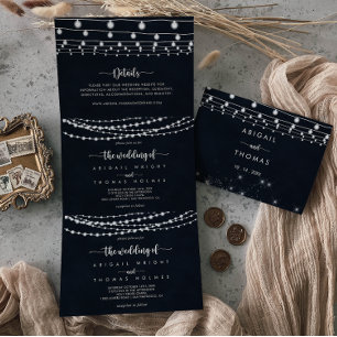 Die rustikale String Lights-Hochzeit von Dreifach Gefaltete Einladung