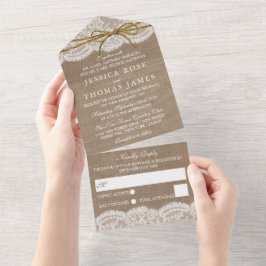 Die rustikale Twine Bow Wedding Collection All In One Einladung