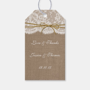 Die rustikale Twine Bow Wedding Collection Geschenkanhänger
