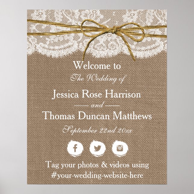 Die rustikale Twine Bow Wedding Collection Poster (Vorne)