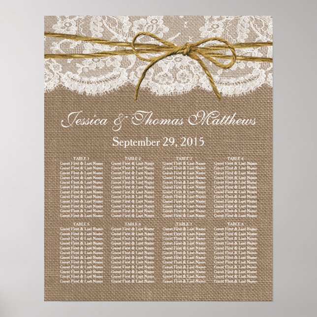 Die rustikale Twine Bow Wedding Collection Poster (Vorne)