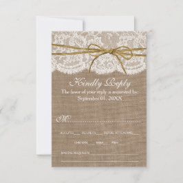 Die rustikale Twine Bow Wedding Collection RSVP Karte