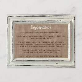 Die rustikale White Frame & Burlap Wedding Collect Begleitkarte