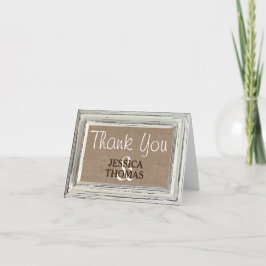 Die rustikale White Frame & Burlap Wedding Collect Dankeskarte