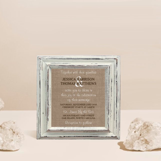 Die rustikale White Frame & Burlap Wedding Collect Einladung (Von Creator hochgeladen)
