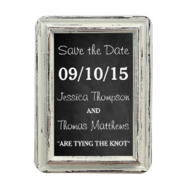 Die rustikale White Frame & Burlap Wedding Collect Magnet