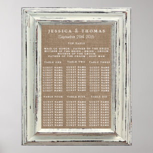 Die rustikale White Frame & Burlap Wedding Collect Poster
