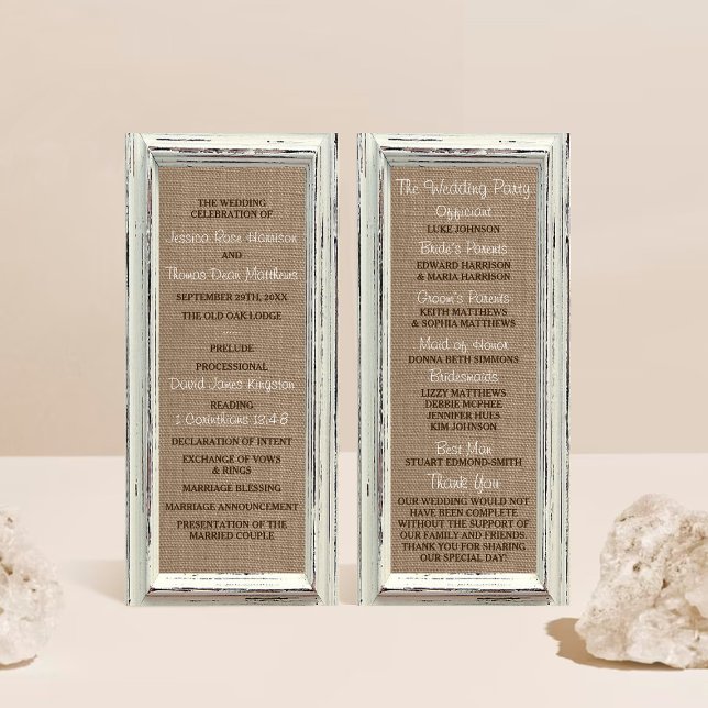 Die rustikale White Frame & Burlap Wedding Collect Programm (Von Creator hochgeladen)