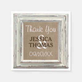 Die rustikale White Frame & Burlap Wedding Collect Serviette