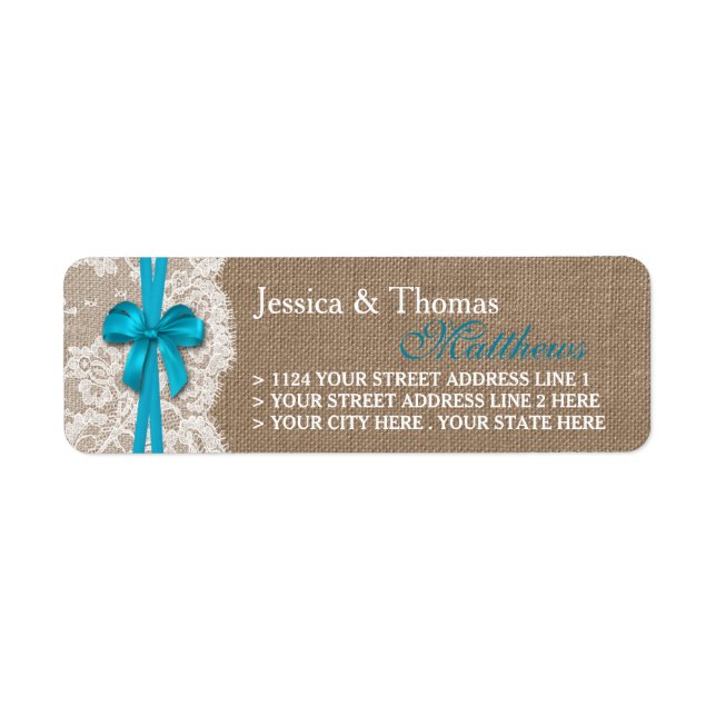 Die rustikalen Blue Bow Wedding Collection Labels (Vorne)