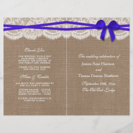 Die rustikalen Blue Bow Wedding Programme