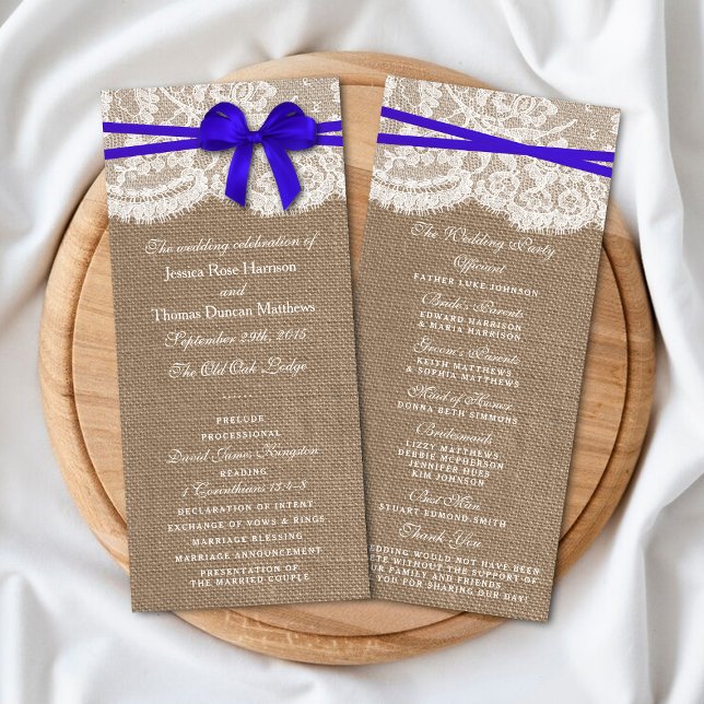 Die rustikalen Blue Bow Wedding Programme (Von Creator hochgeladen)