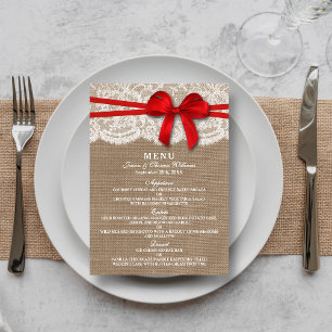 Die rustikalen Red Bow Wedding Collection Karten