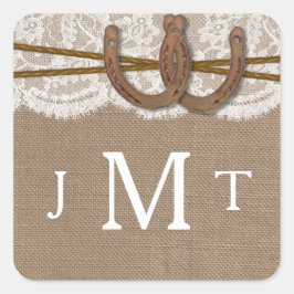 Die Rustikalen Siegel der Hochzeitskollektion Quadratischer Aufkleber