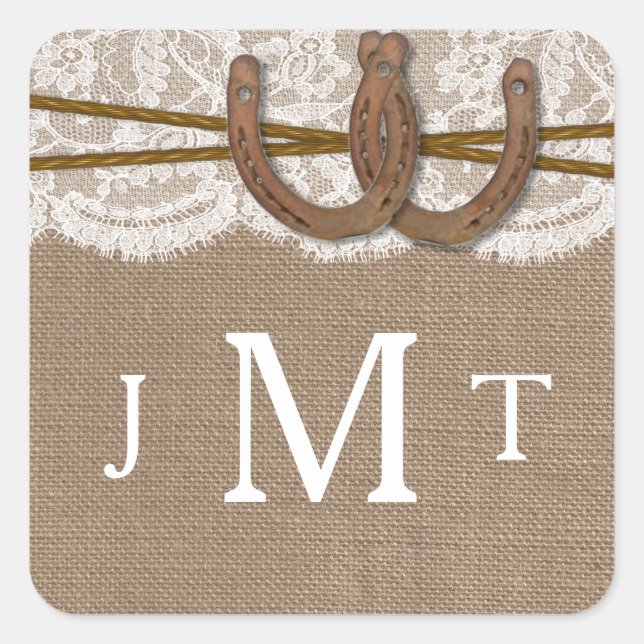 Die Rustikalen Siegel der Hochzeitskollektion Quadratischer Aufkleber (Vorderseite)