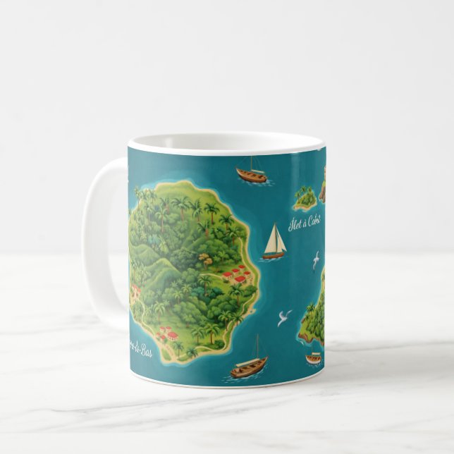Die Saintes – Illustrierte Inselkarte Kaffeetasse (Vorderseite Links)