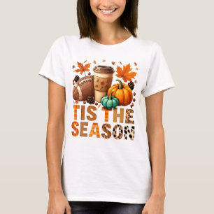Die Saison Herbstzeit mit Football und Kaffee T-Shirt