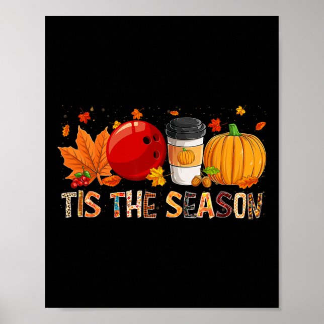 Die Saison Leopard Kürbis Bowling Halloween Herbst Poster (Vorne)