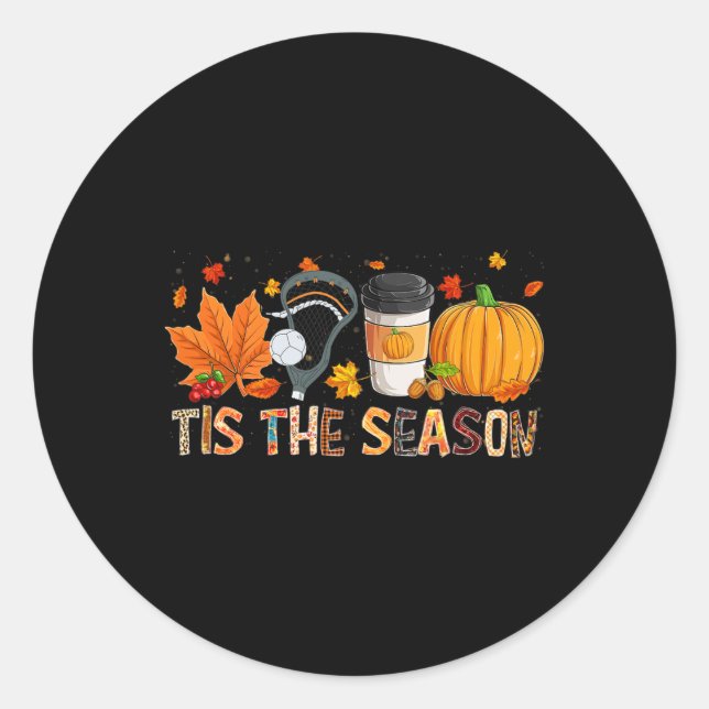 Die Saison Leopard Pumpkin Lacrosse Halloween Fall Runder Aufkleber (Vorderseite)