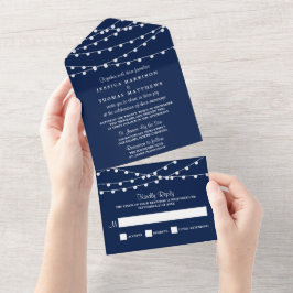 Die Saitenleuchten an der Blue Wedding Collection All In One Einladung
