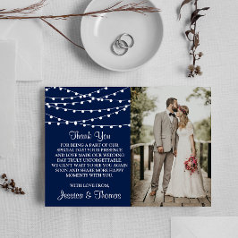 Die Saitenleuchten an der Blue Wedding Collection Dankeskarte