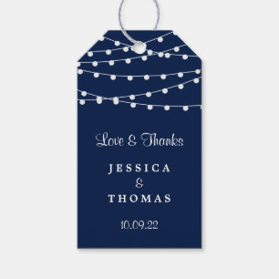 Die Saitenleuchten an der Blue Wedding Collection Geschenkanhänger