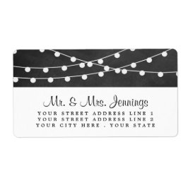 Die Saitenleuchten auf der Chalkboard-Hochzeitssam Adressaufkleber