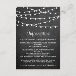 Die Saitenleuchten auf der Chalkboard-Hochzeitssam Begleitkarte