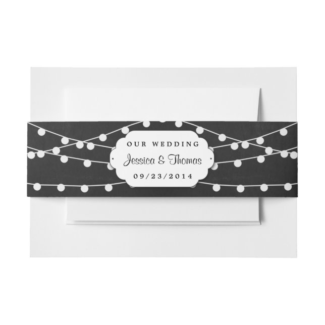 Die Saitenleuchten auf der Chalkboard-Hochzeitssam Einladungsbanderole (Vorderseite Beispiel)