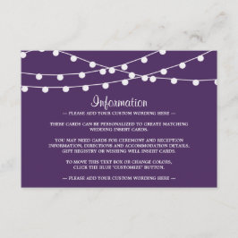 Die Saitenleuchten auf der Lila Hochzeitskollektio Begleitkarte