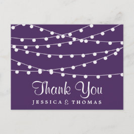 Die Saitenleuchten auf der Lila Hochzeitskollektio Postkarte