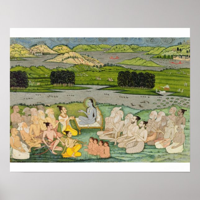 Die Salbei Shuku Deva vor König Parikshit und a Poster (Vorne)