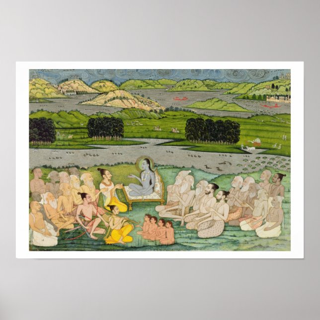 Die Salbei Shuku Deva vor König Parikshit und a Poster (Vorne)