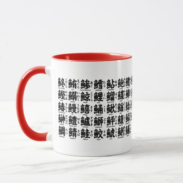 Die Sammlung von Kanji für Fisch Tasse (Links)