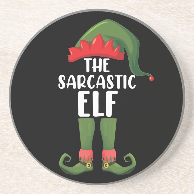 Die Sarcastic Elf Familie Matching Group Weihnacht Getränkeuntersetzer (Vorne)