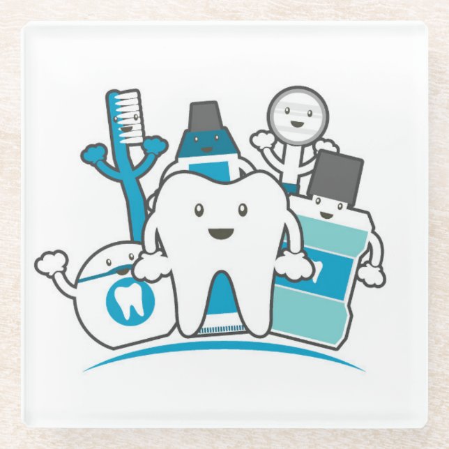 Die saubere Zahn-Gruppe Glasuntersetzer (Vorderseite)