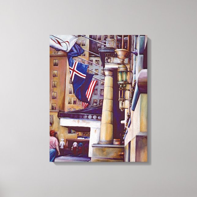 Die Säulen des Plaza Hotels, New York City Leinwanddruck (Vorderseite)