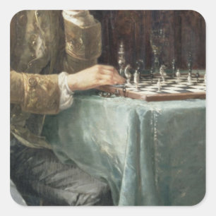 Die Schach-Spieler, 1887 Quadratischer Aufkleber