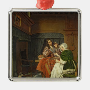 Die Schach-Spieler, c.1670 Silbernes Ornament